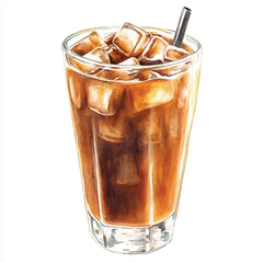 ice coffee watercolor clipart illustration
