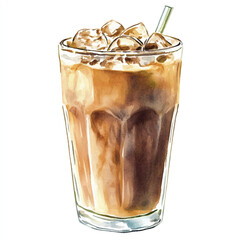 ice coffee watercolor clipart illustration