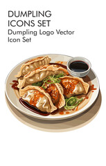 Dumpling logo vector icon set 
