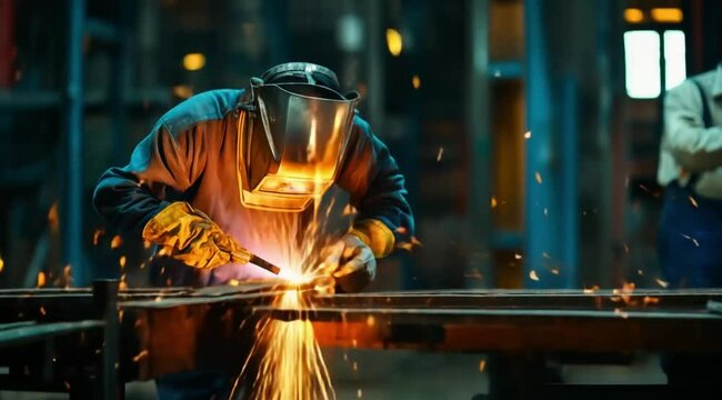 Welder working scene, Camera slow motion with different angles
