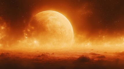 Planet mars illustration, orange red eroded mars surface, science fiction background.