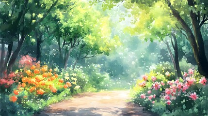 Obraz premium Watercolor Artistic using soft, brushy watercolor strokes, Soft Color, Single object picture - a decorative garden sign softly painted with flowers