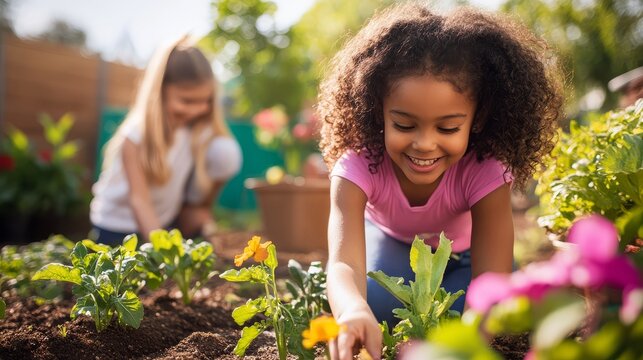 Joyful moments in a flourishing community garden.