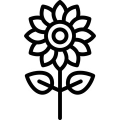 sunflower icon illustration design with outline