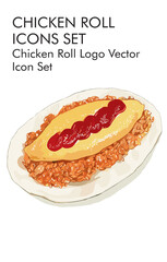 Omlate fried rice logo vector icon set 