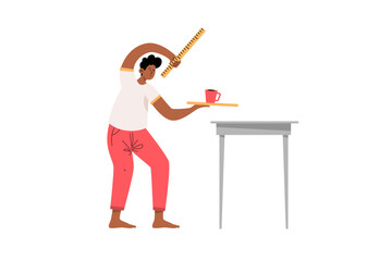 Fototapeta premium Man Measuring a Mug with a Ruler Illustration