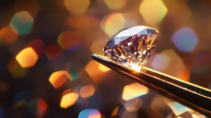 A pear-shaped, polished gemstone glistening with a warm yellow tone against a soft, blurred background