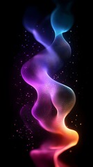 Naklejka premium Colorful abstract waves in purple, blue, and orange on a black background.