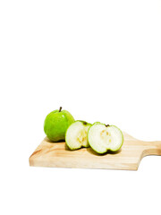 Fresh Guava fruit with sliced on isolated white background