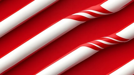 Diagonal candy cane stripes in rich red and crisp white, with clean, modern lines across a soft background. Subtle gloss and soft shadows, hd quality, vibrant and festive look. --ar 16:9 --tile