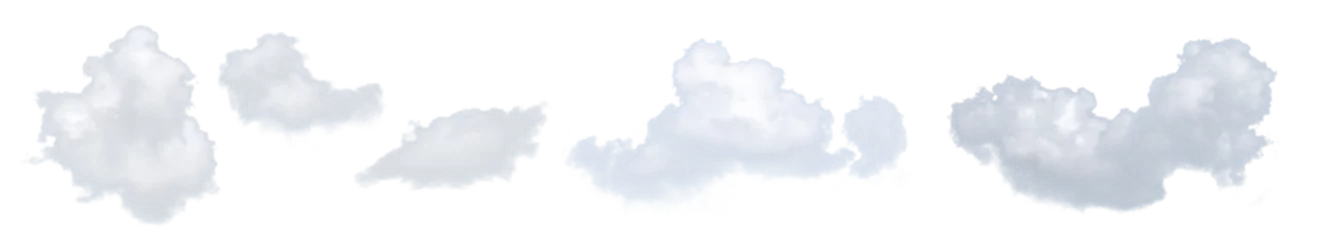 Set of white cloud on white background © Buffstock