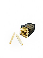 Wafer rolls on isolated white background