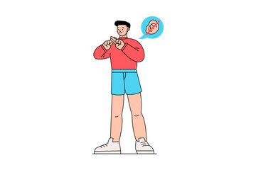 Deaf Guy Using Hand Sign Illustration