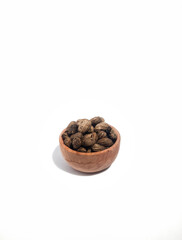 Boiled peanuts or kacang rebus served in wooden bowl