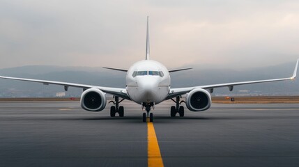 Airplane Taxiing Towards the Gate After a Successful Landing with Ground Crew Preparing the Tarmac for the Next Departure  A Commercial Aviation Scene Depicting the Logistics and at an Airport