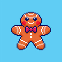 Fototapeta premium Pixel art Gingerbread Cookie game asset design