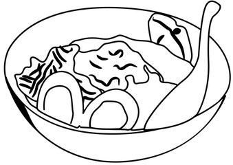 japanese food doodle element coloring page cartoon illustration