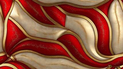 Obraz premium Vibrant peppermint swirl pattern with red, white, and gold accents, gold outlining each spiral for a luxurious touch. Polished, high-end effect, hd quality, rich and bright holiday lighting.