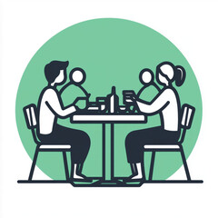 Girl and boy sitting on chair illustration