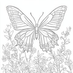 Elegant Butterfly in Detailed Floral Design