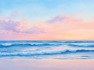 Obraz premium A vibrant ocean vista at sunset painted in rich colors