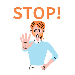 若い女性が拒否するポーズ