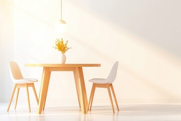 Modern Scandinavian Dining Room with Round Table and Minimalist Design