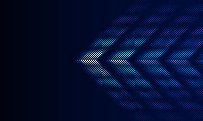 Dark blue abstract Light out technology and with neon dots with glowing arrow lines futuristic concept. Hitech communication concept innovation background, vector design