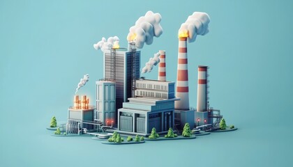 Obraz premium 3D symbol of a power plant used in the depiction of energy industry infrastructure.