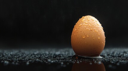 A Wet Egg Against a Black Background