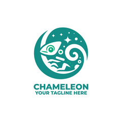 flat minimalist logo of a chameleon