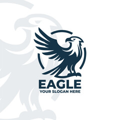 flat design logo of an eagle