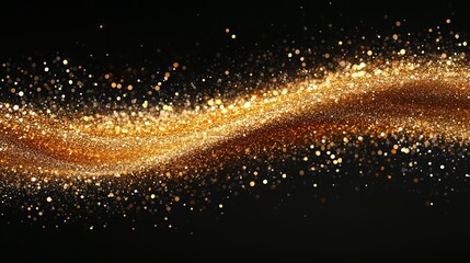 A Wave of Golden Glitter Against a Black Background
