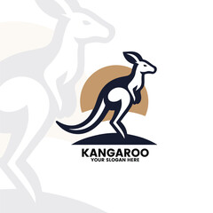 flat minimalist logo of a kangaroo