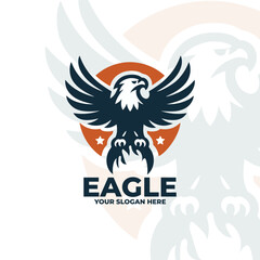 flat design logo of an eagle