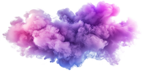 Vibrant purple and pink smoke cloud, abstract art. Creative expression and color concept