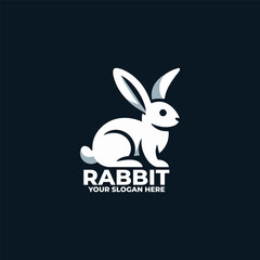 flat minimalist logo of a rabbit