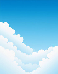 Serene Blue Sky, Fluffy White Clouds, Peaceful Daydream. 