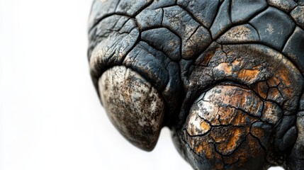 Elephant's foot close-up on a white isolated background