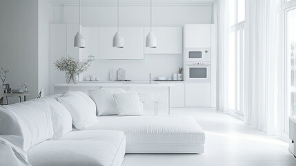 Boucle lounge chairs and sofa in classic room. Minimalist interior design of modern living room. sofa and decor in living room on transparent background.3d rendering.