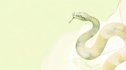 Fototapeta premium Elegant Japanese-Style Snake Illustration - Year of the Snake Calendar Design