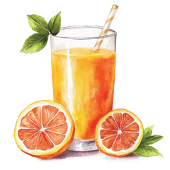 Juice watercolor clipart illustration