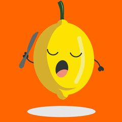 Vector lemon Character Set. Smiling, Happy. with Different Faces and Emotions. Vector Illustration. Cute lemon in Kawaii Cartoon Style. lemon with Funny Cute Face