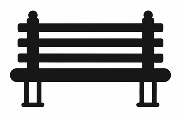 Park Bench Icon, Comfortable Public Wooden Seat Symbol, Park Bench Silhouette Vector, Wooden Bench Clipart 
