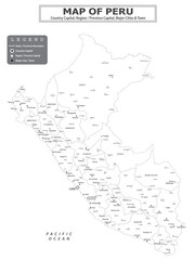 Obraz premium American Countries Geography Political map. Political map of country with capital, province or state capital, major cities and town.