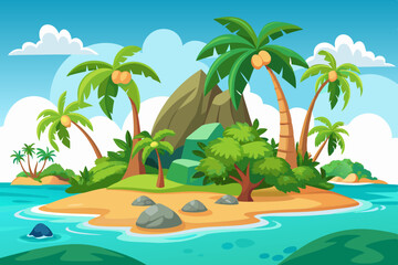 Tropical landscape palm trees  island