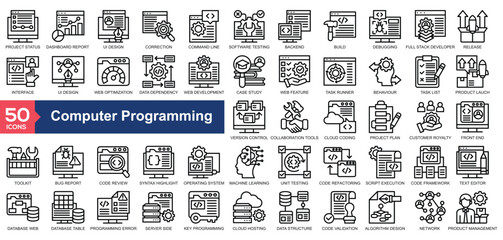  Computer Programming icon collection Line Style