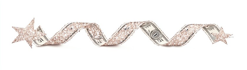 Obraz premium Creative dollar bill decoration with star accents, white background.