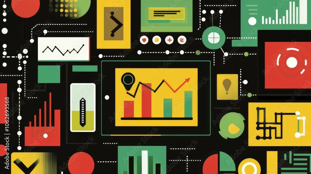 Poster abstract data visualization and analytics design elements