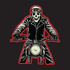 Vintage Biker Skull Rider
